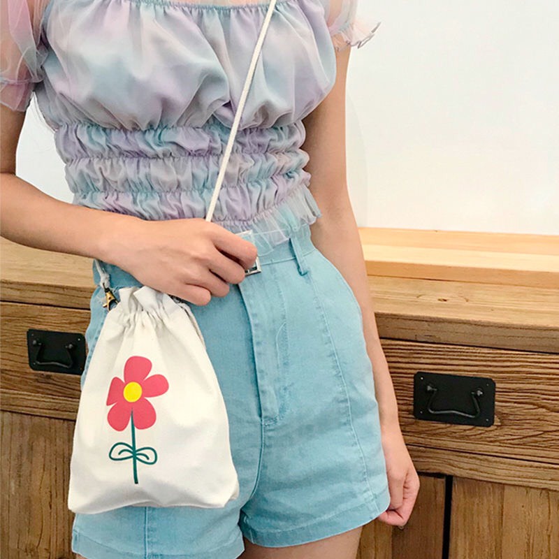 Túi Vải Canvas Đeo Chéo Mini Đựng Tiền Xu Điện Thoại Xinh Xắn Phong Cách Hàn Quốc MTT0265