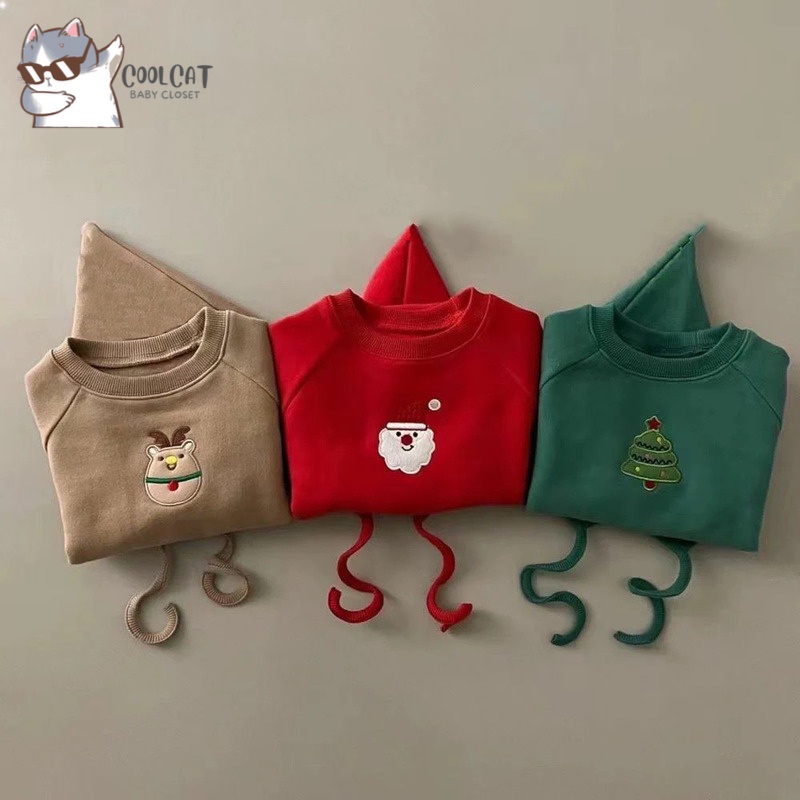 Body Noel Cho Bé Yêu KÈM MŨ Chất Nỉ Bông Ấm Áp, Siêu Đáng Yêu Size từ 3-12kg