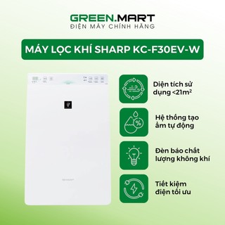Máy lọc không khí Sharp KC-F30EV-W tạo ion bù ẩm khử mùi lọc bụi diệt khuẩn công nghệ J-tech Inverter tiết kiệm điện