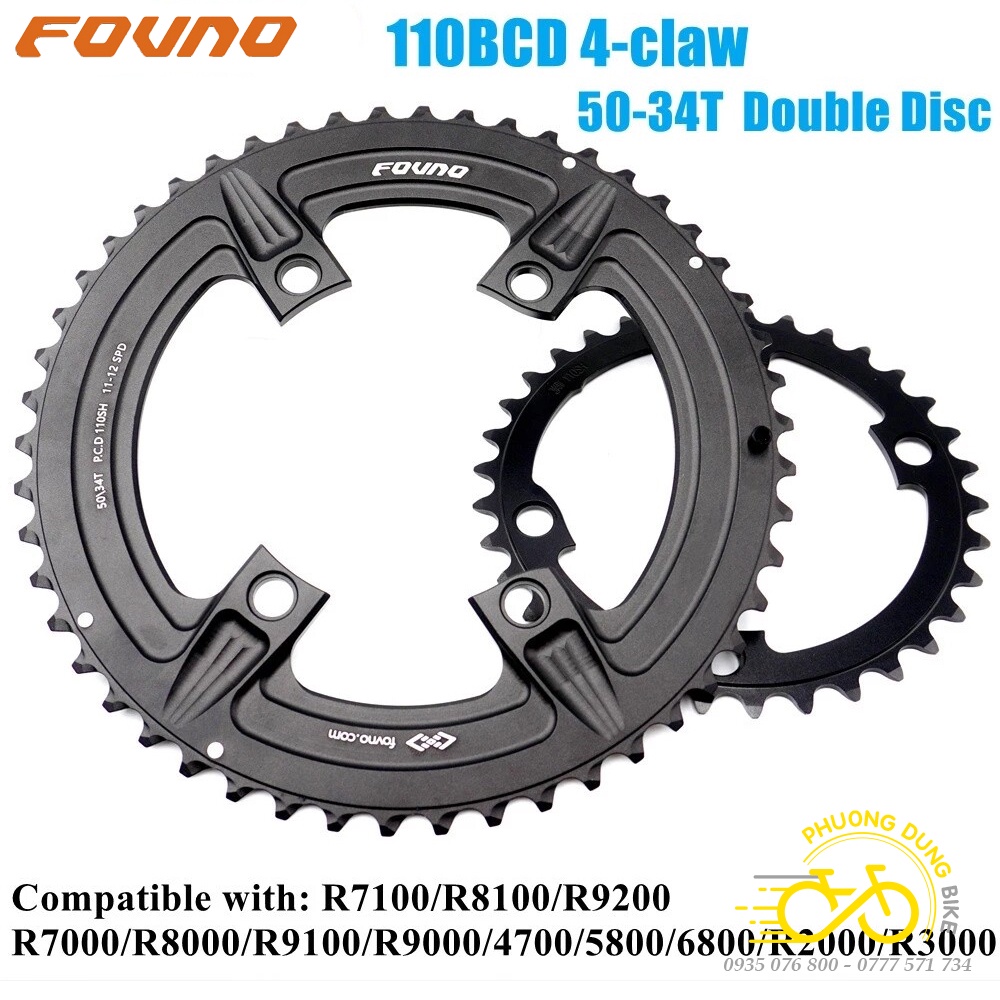 Bộ 2 đĩa rời nhôm xe đạp FOVNO 110BCD 34-50T