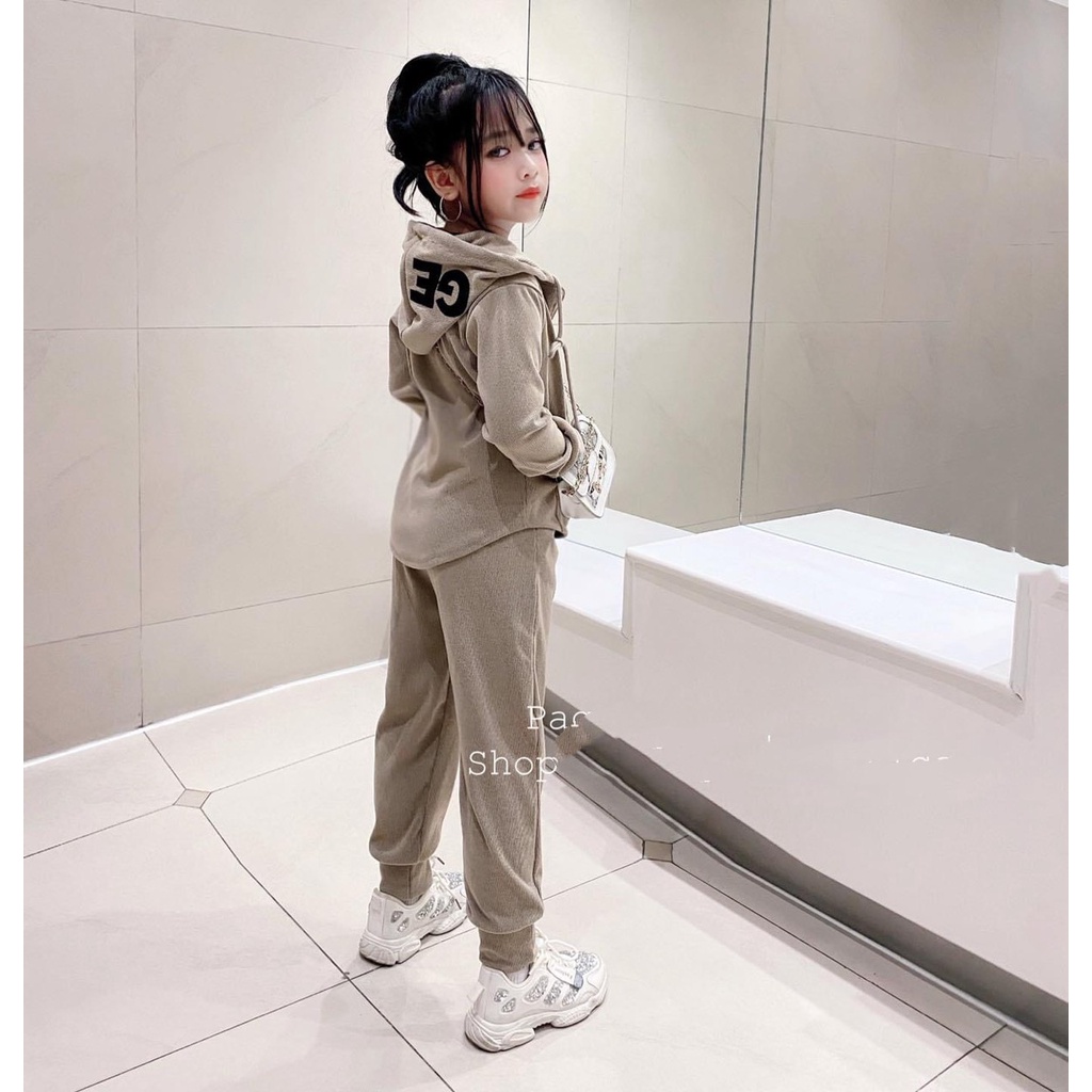 Bộ đồ bé gái Shop Sam Ú hàng Quảng Châu cao cấp mặc siêu đẹp, dễ thương- Đồ bộ cho bé có mũ liền áo dễ mặc V15