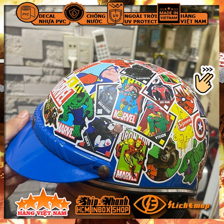 Hình dán sticker MARVEL chống nước, dán mũ bảo hiểm, dán laptop, dán vali, dán xe, không thấm nước, decal trang trí