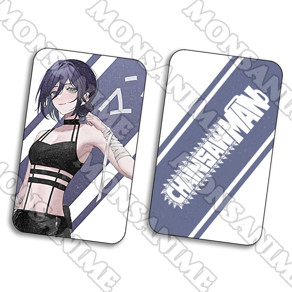 Ảnh card bo góc in hình CHAINSAW MAN Thợ săn quỷ ver Dạ Quang thẻ bo viền 5*8cm chibi sưu tầm 1 tấm