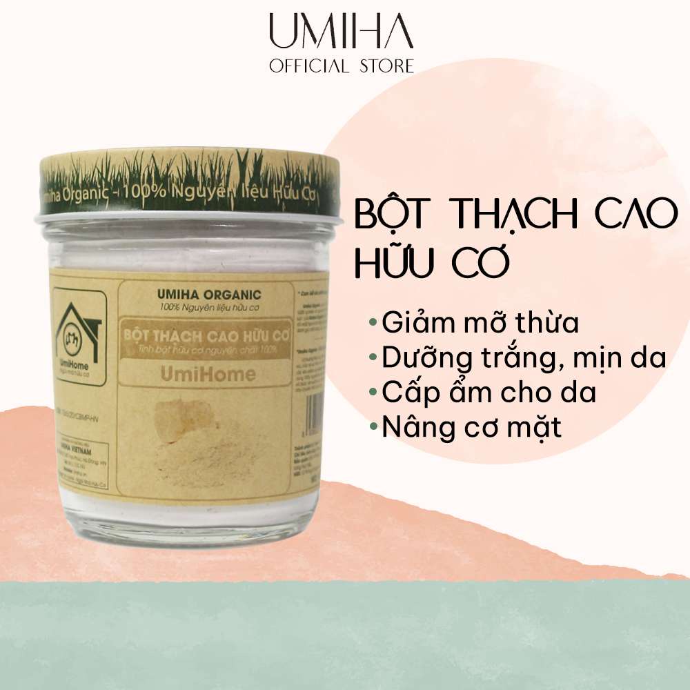 Bột Thạch Cao Nguyên Chất Umiha Organic 135g Đắp Mặt Nạ Trắng Da, Loại Bỏ Mụn Giảm Nhờn Hiệu Quả