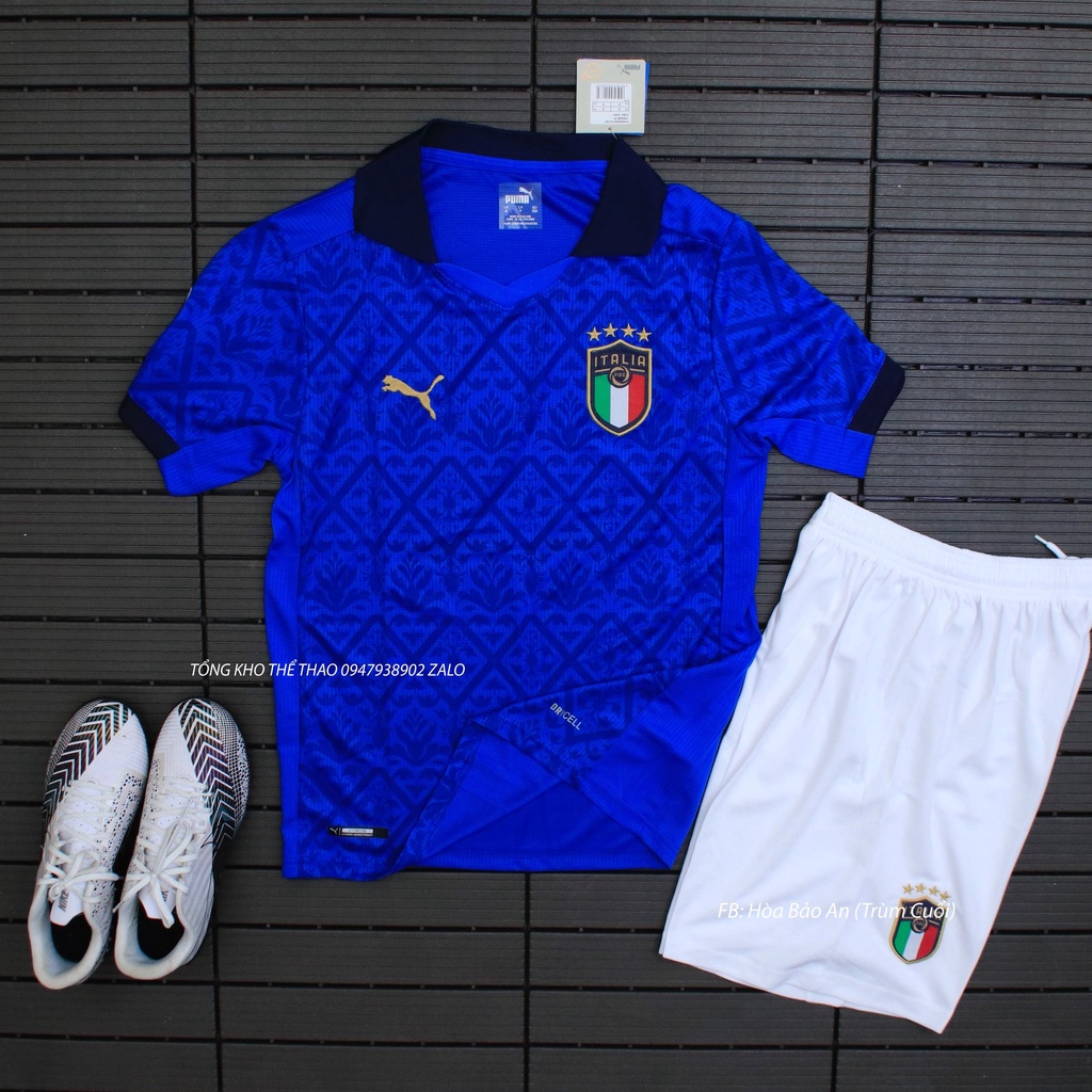 Mẫu Áo Bóng đá Đội tuyển Italia Euro 2022 - Bộ Thể Thao Đội Tuyển Ý Euro 2022 màu xanh thiên thanh -Vải thái chuẩn