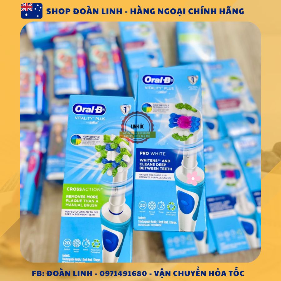 Bàn Chải Điện Oral-B Vitality, Bàn chải điện Oralb Braun Vitality chính hãng trẻ em và người lớn, Mẫu mới, Hàng Úc