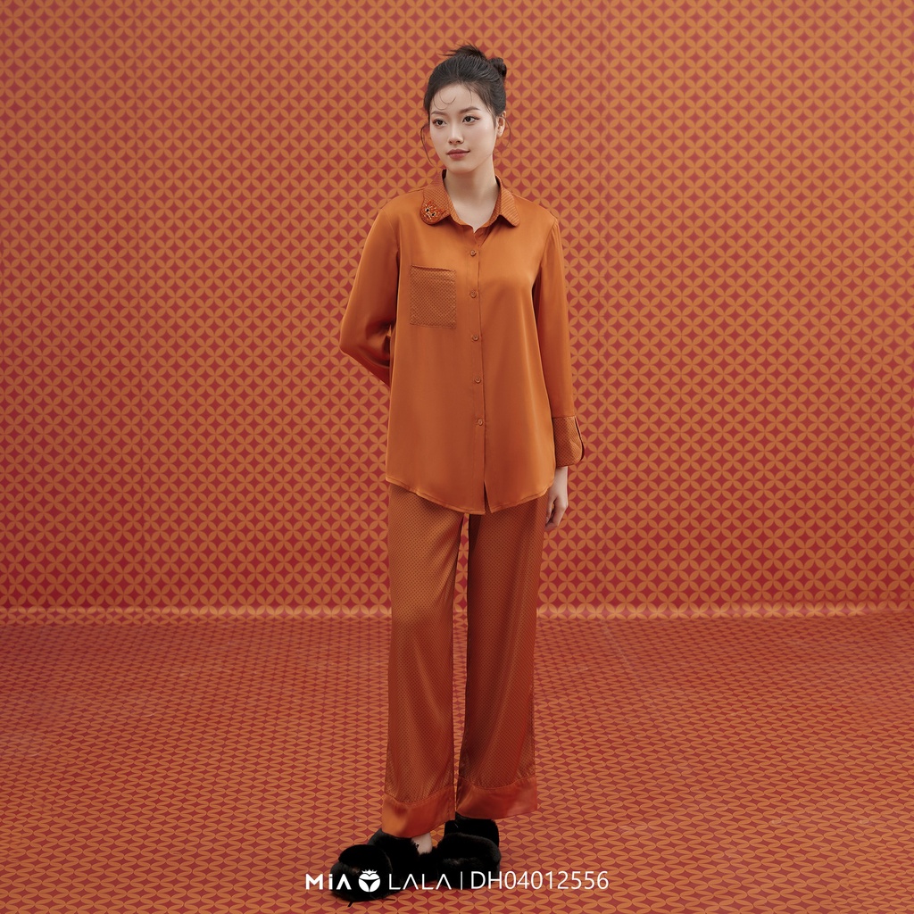 Bộ đồ mặc nhà lụa satin tay dài quần dài MIALALA 2556 DH04012556