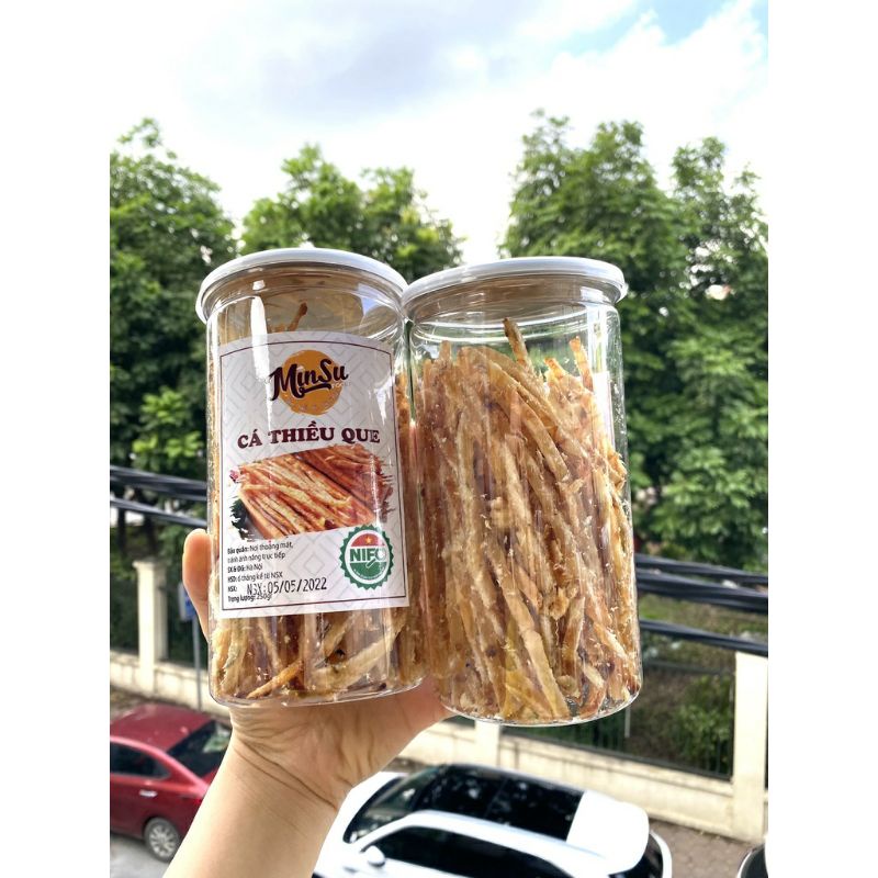KHÔ CÁ THIỀU QUE TẨM VỊ  hũ 250g dai dai cay cay, thơm ngon ,đồ ăn vặt tại nhà Hà Nội
