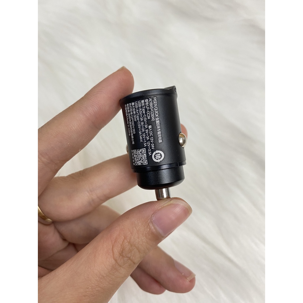 Sạc PISEN Quick Mini Dual Port QP 30W Car (A18W+C30W) Aluminum alloy (LP-CC34) - Hàng chính hãng, bảo hành 18 tháng