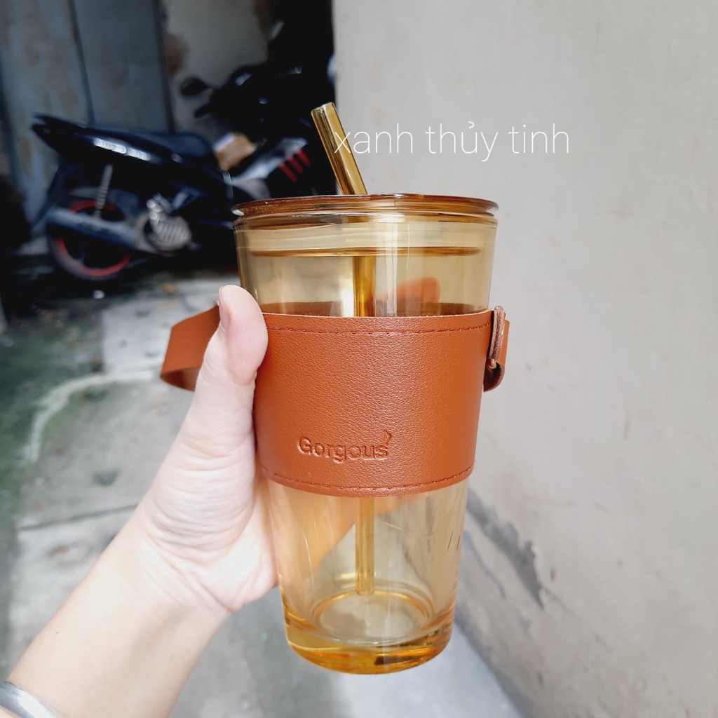 Cốc Thủy Tinh Uống Nước, Cốc giữ nhiệt có ống hút kiểu mới, dung tích 450ml Vega365