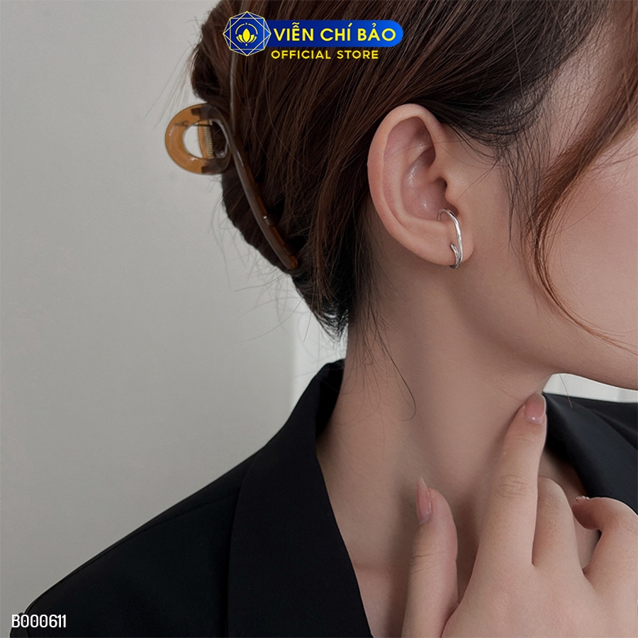 Bông tai bạc nữ cách điệu cá tính chất liệu bạc 925 thời trang phụ kiện trang sức Viễn Chí Bảo B000611