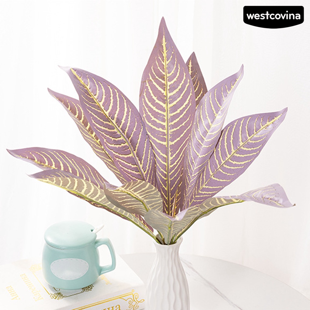 [WEST]⚘Lá Cây Nhân Tạo Bằng Nhựa 12 Đầu Không Phai Màu Sống Động Trang Trí Nhà Cửa