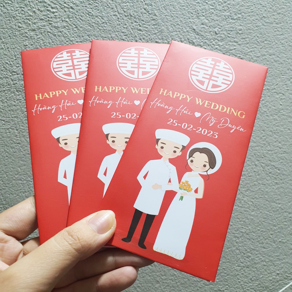 Phong Bì Cưới Hỏi Trao Duyên In Tên CD - CR Theo Yêu Cầu  - KT: 8cm x 16,5cm