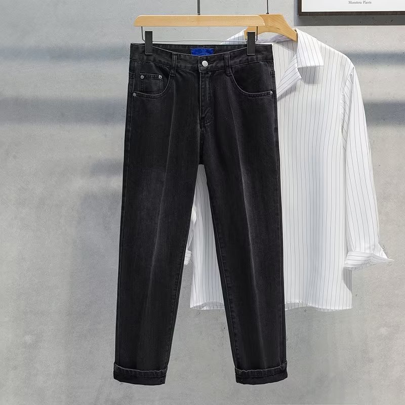 Quần Jean Dài Dáng Rộng Màu Sắc Đơn Giản Phong Cách Hàn Quốc Thời Trang Thu Đông Cho Nam