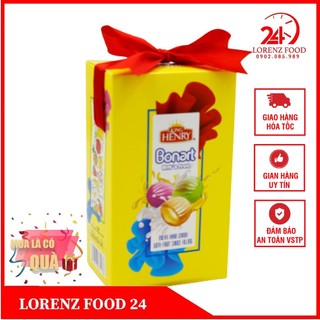 Kẹo sữa nhân trái cây king henry bonart hộp 180g - kẹo cứng king henry bonart sữa trái cây thập cẩm 180g