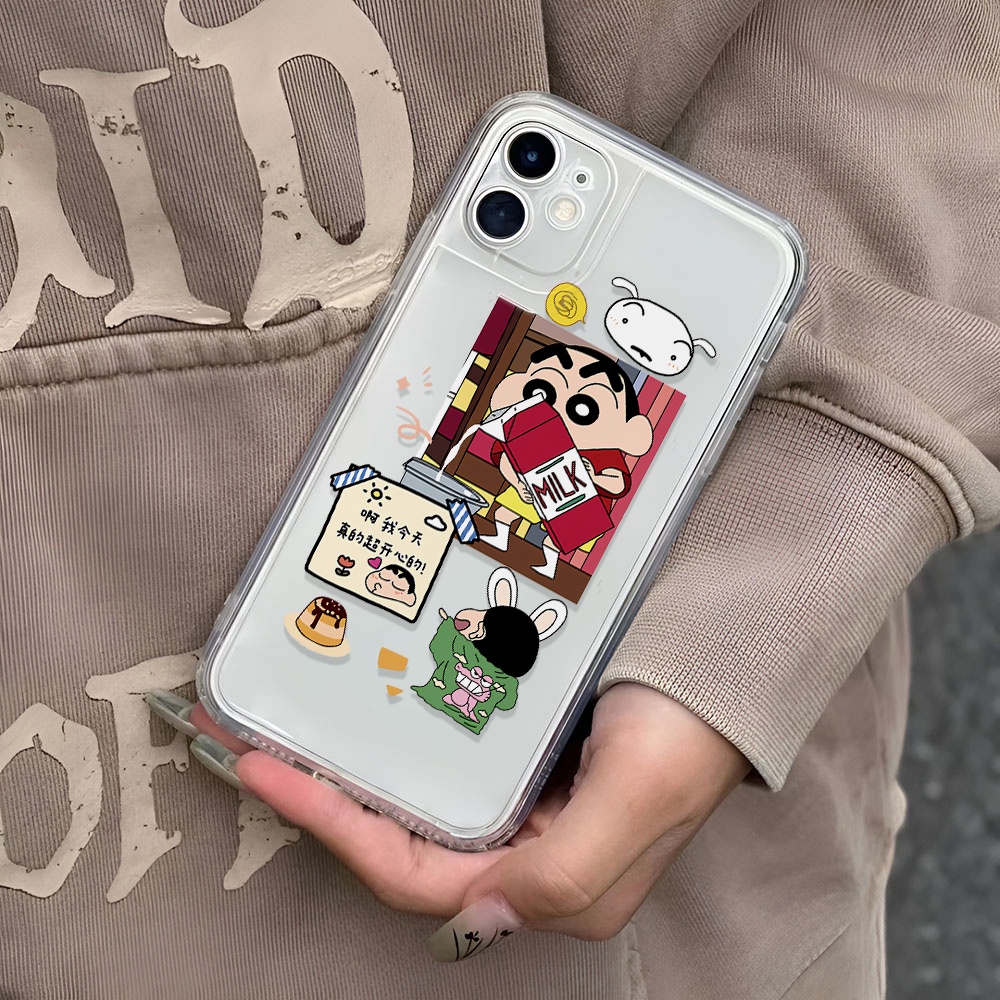 Ốp Điện Thoại Trong Suốt In Hình Cậu Bé Bút Chì Shin chan Cho iphone 14 pro Max 11 13 12 7Plus X XS Max