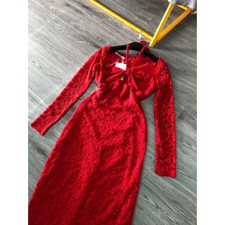 [Ảnh Thật ]Váy body đỏ ren TKCC