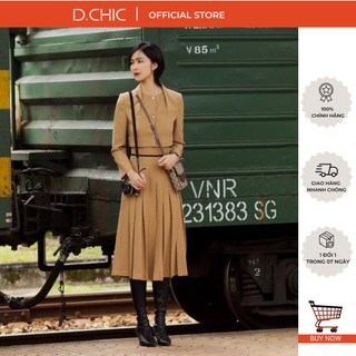 Chân váy midi xếp ly phối dây eo d.chic ms: 382669