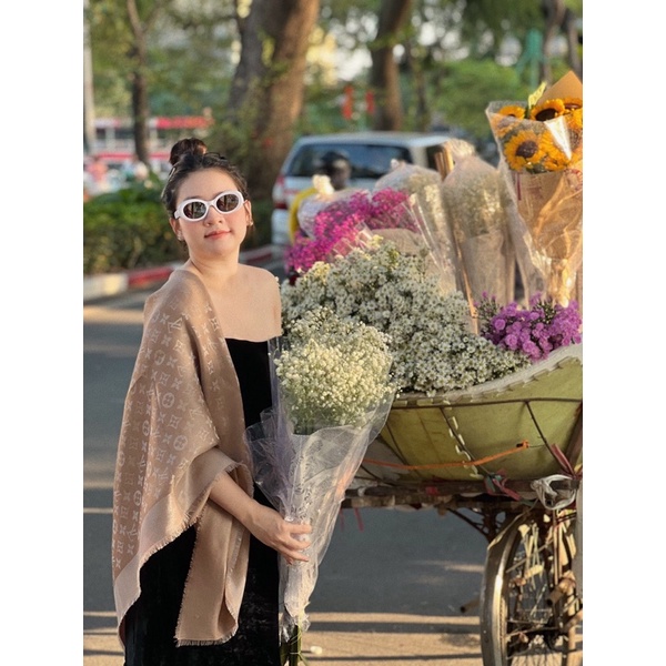 Khăn dạ LV ánh nhũ hoạ tiết fullbox