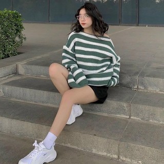Áo Len Tay Dài Oversize Sọc Ngang