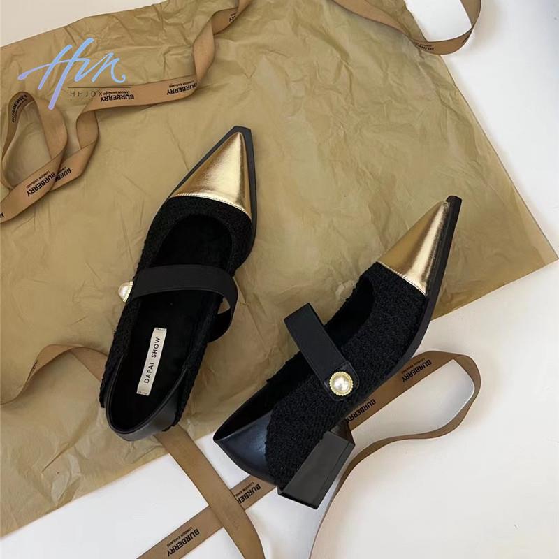 Giày Mary Jane Gót Dày Đàn Hồi Màu Sắc Phù Hợp Với Mùa Xuân Dễ Phối Đồ Phong Cách Hepburn Dành Cho Bạn Nữ