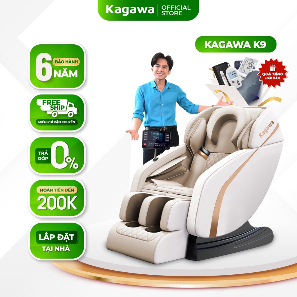 Ghế massage trị liệu toàn thân KAGAWA K9 cao cấp chức năng công nghệ túi khí, nhiệt hồng ngoại
