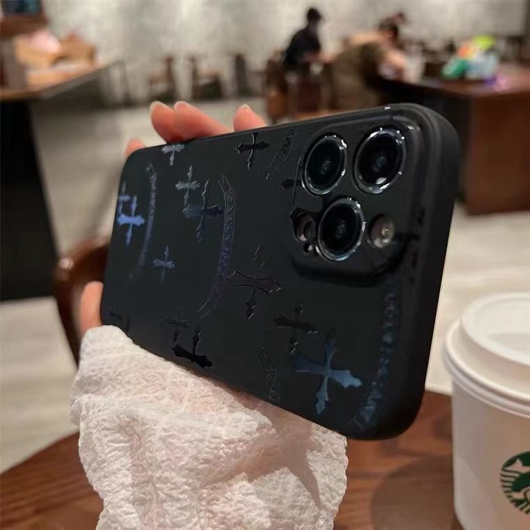 Ốp Điện Thoại Silicon Hình Thánh Giá Màu Đen Cho Iphone 11promax 12pro 13pro 8plus xsmax 13pro 12 xr 78p 8WSQ