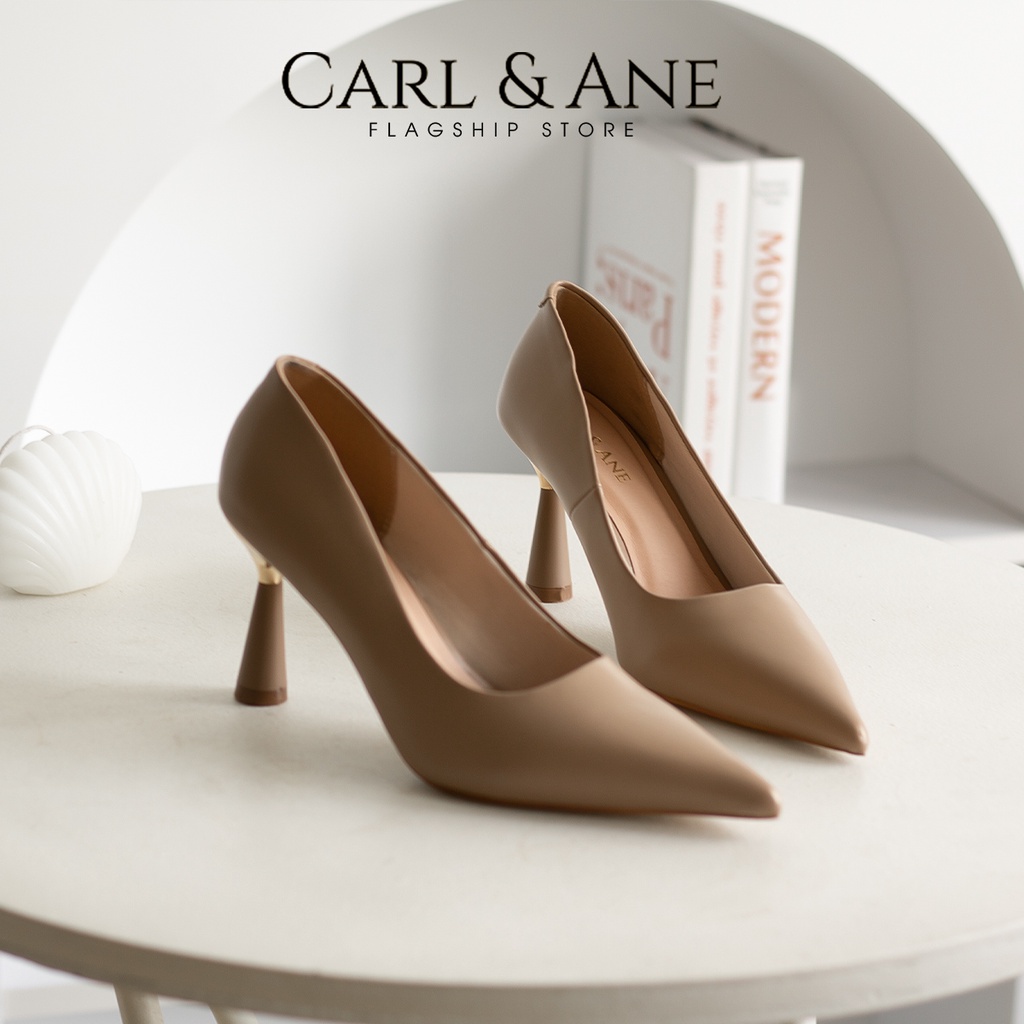 Carl & Ane - Giày cao gót nhọn thời trang công sở gót mạ vàng thanh lịch màu đen - CP016