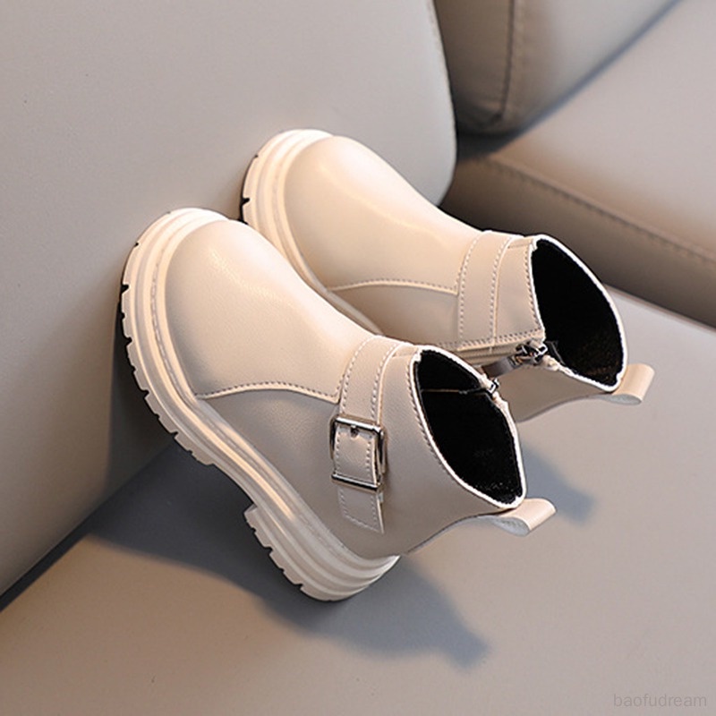 Giày Boots Phối Khóa Kéo Bên Hông Phong Cách Thời Trang Mùa Thu Anh Quốc Cho Bé Trai