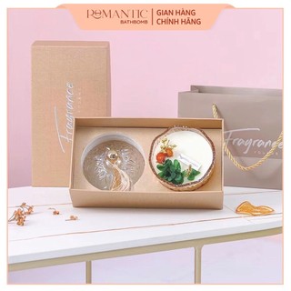 Set Nến Thơm Hoa Khô Hũ Thủy Tinh Nắp Đậy Sang Trọng - Kèm Hộp Quà - Trang Trí- Quà Tặng