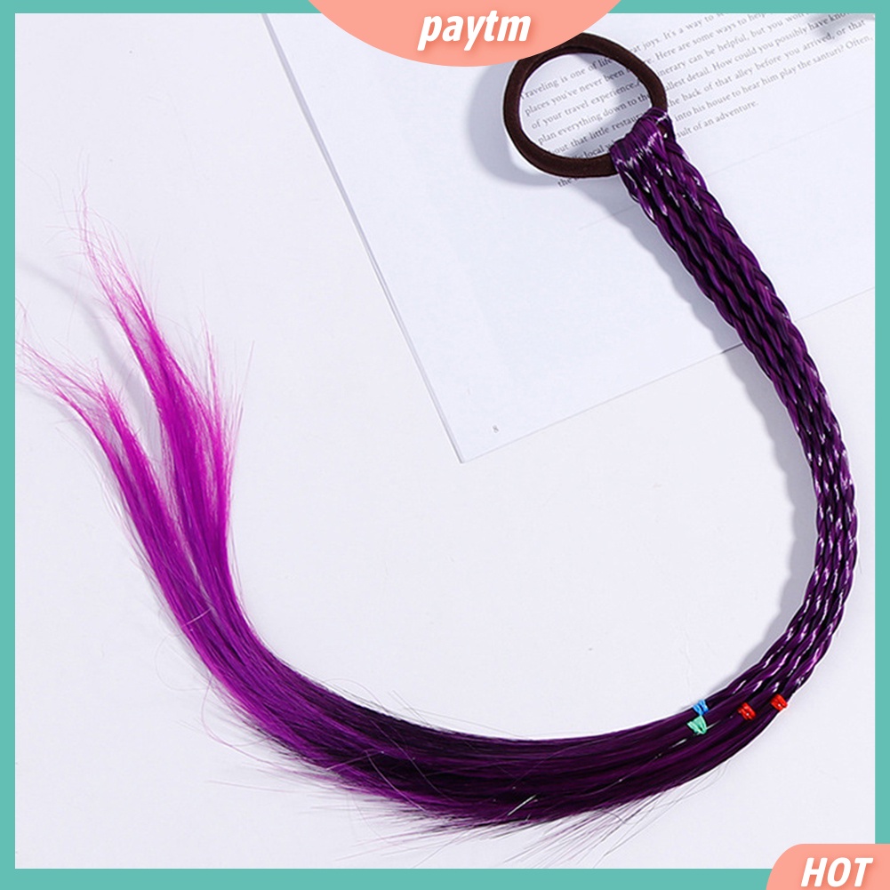 {PTM} Dây Buộc Tóc Đuôi Ngựa Dạng Tóc Giả Bện Co Giãn Dành Cho Bé Gái