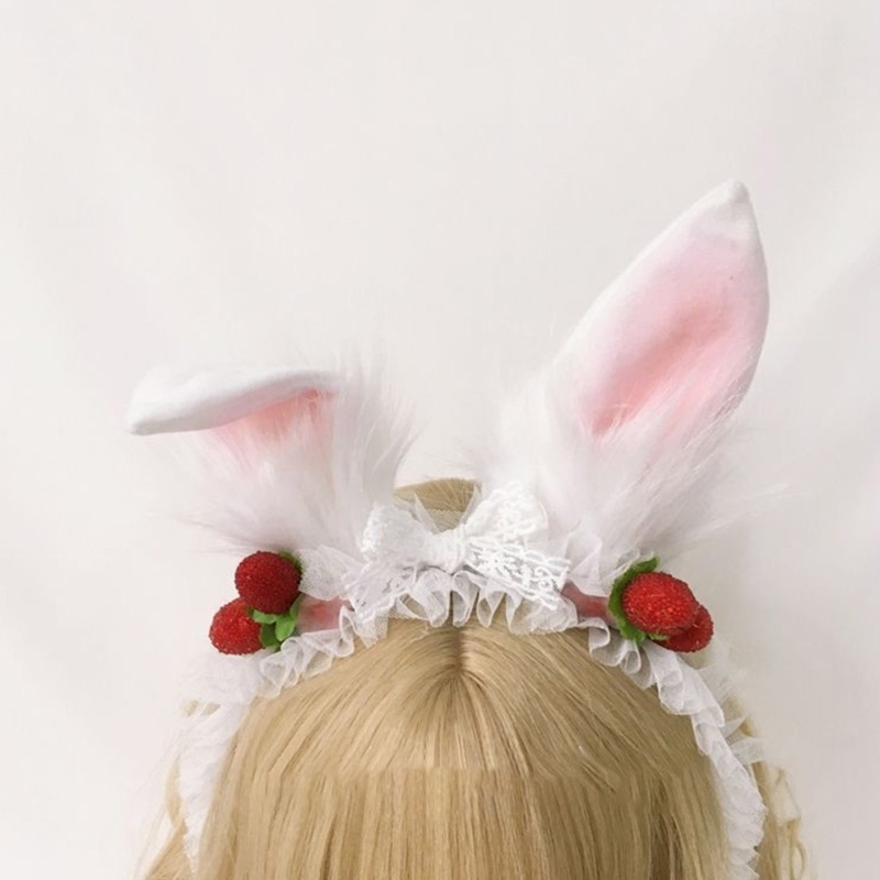 Băng Đô Cài Tóc Tai Thỏ Phối Lông Hóa Trang Phục Sinh Dễ Thương Cho Bé