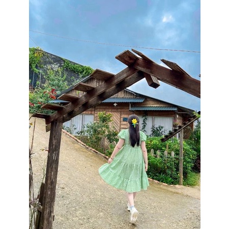 Đầm nhún caro caro  ✔️ Chất xô thô caro ✔️ Mô tả : đầm dài - nhún thun