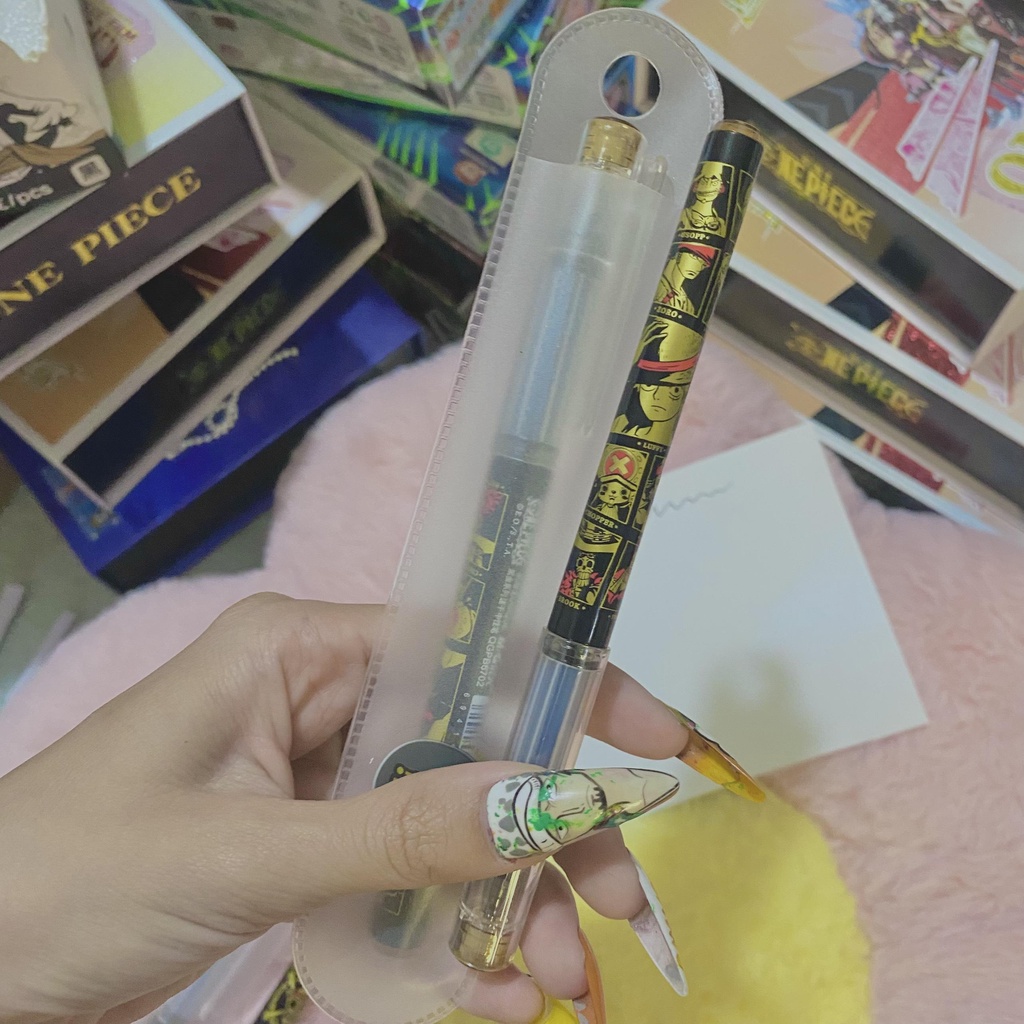 Bút bi chính hãng M&G x toei animation màu vàng đen phong cách anime One Piece