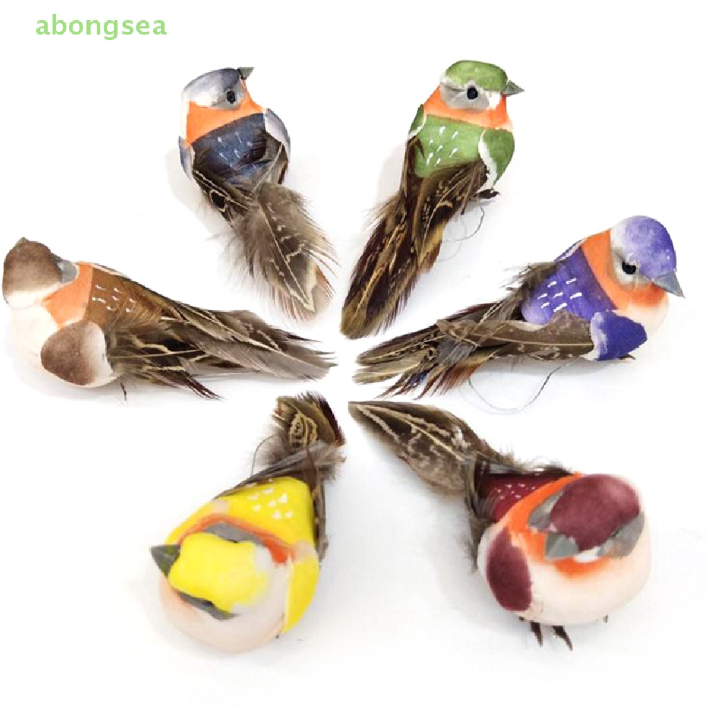 Abongsea Đồ trang trí Chim Giả Mini Bằng Xốp Gắn Lông Vũ Trang Trí Tiệc Cưới