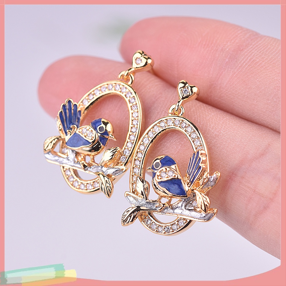 Khuyên tai hình trái tim đính đá sang trọng cho nữ