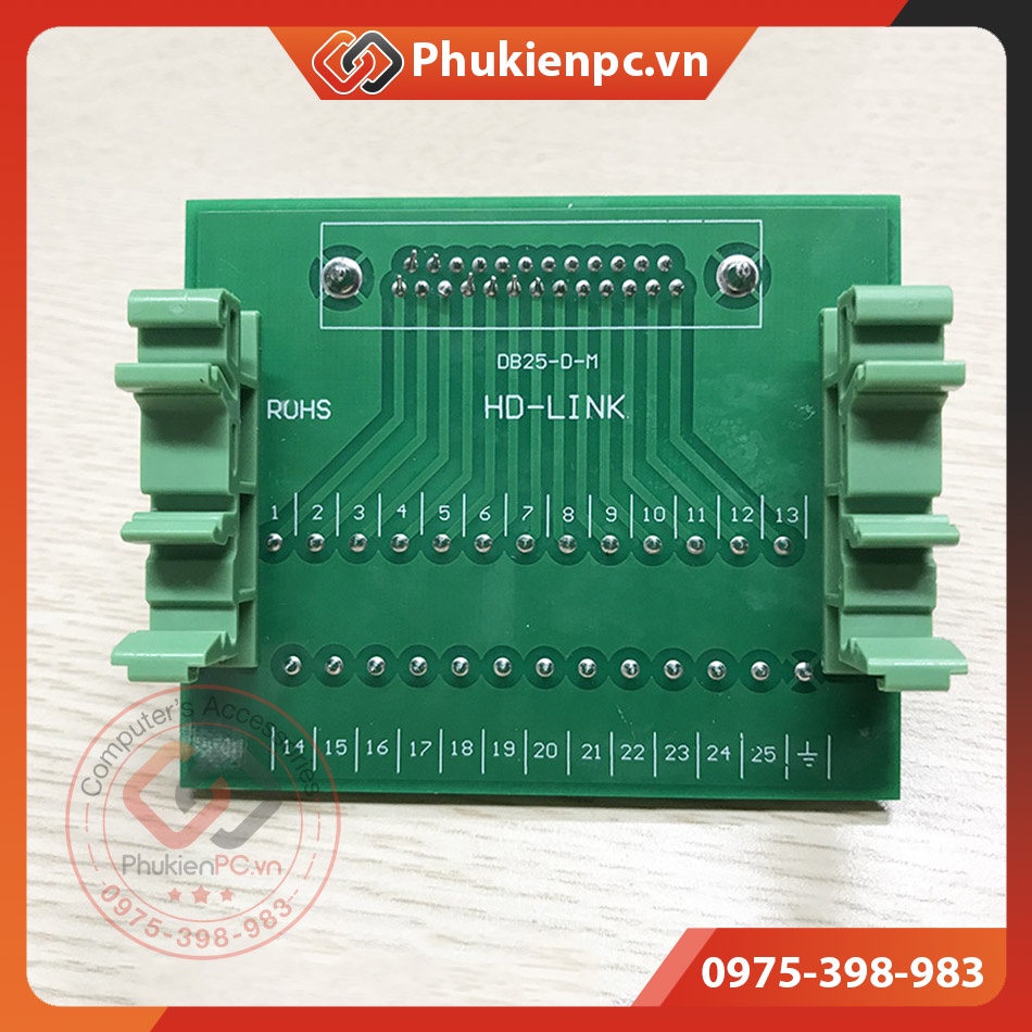 Đầu nối COM DB25 LPT Male Terminal Block vặn vít, cài thanh ray. cho máy CNC, LPT công nghiệp, Chân cắm Cáp COM DB25 Đực