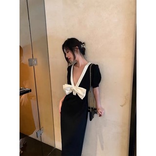 Đầm Nơ cổ V sâu Bigszie.