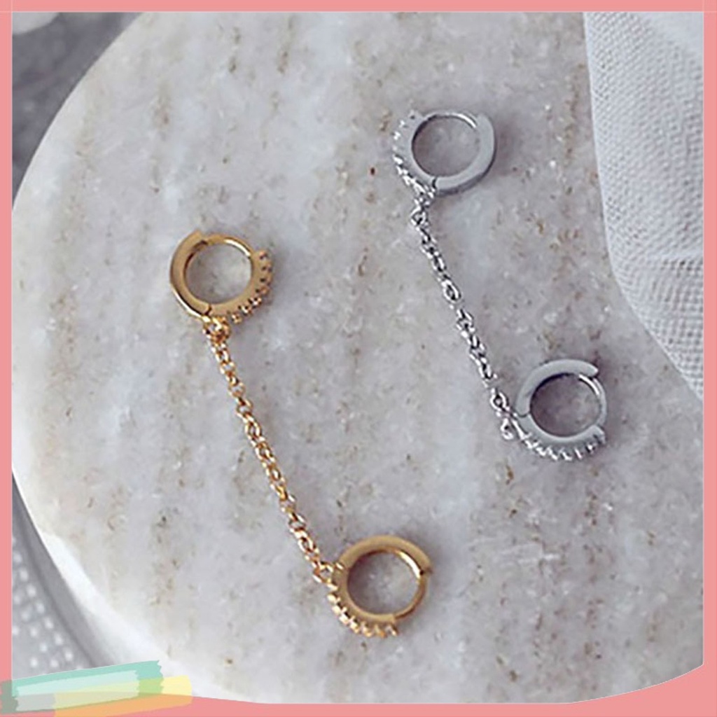 1 đôi khuyên tai tròn đính đá thời trang cho nữ