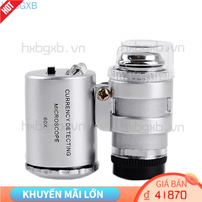 Kính lúp phóng đại 60 lần có đèn LED thiết kế tiện dụng
