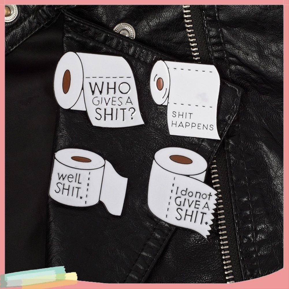 Ghim cài áo tráng men phong cách cuộn giấy in chữ vui nhộn LK