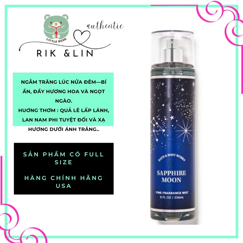 Auth_ SAPPHIRE MOON_Xịt Thơm Body Mist Toàn Thân Usa