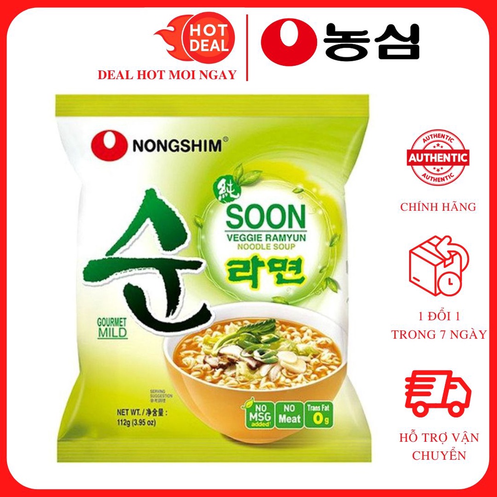 Mì Ăn Liền Nongshim Soon Veggie Chay 112G - Mì Chay Nhập Khẩu Chính Hãng Hàn Quốc