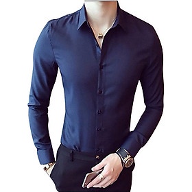 Sơ mi nam dài tay kiểu dáng trẻ trung chất vải lụa nến co giãn nhẹ thấm mồ hôi tốt