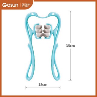 Dụng cụ massage cổ vai cầm tay 6 con lăn, mát xa cổ vai gáy, lưng, chân, tay