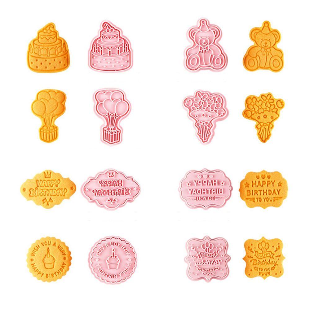 LET Set 8 Khuôn Cắt Tạo Hình Chữ Happy Birthday 3D Trang Trí Bánh Tiện Lợi
