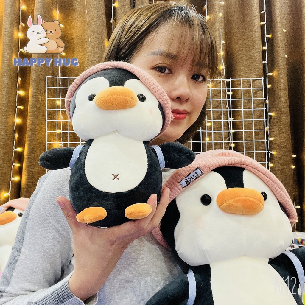 Gấu bông chim cánh cụt, đồ chơi thú nhồi bông bé trai bé gái size 22/35/45cm trang trí quà tặng dễ thương - Happy Hug
