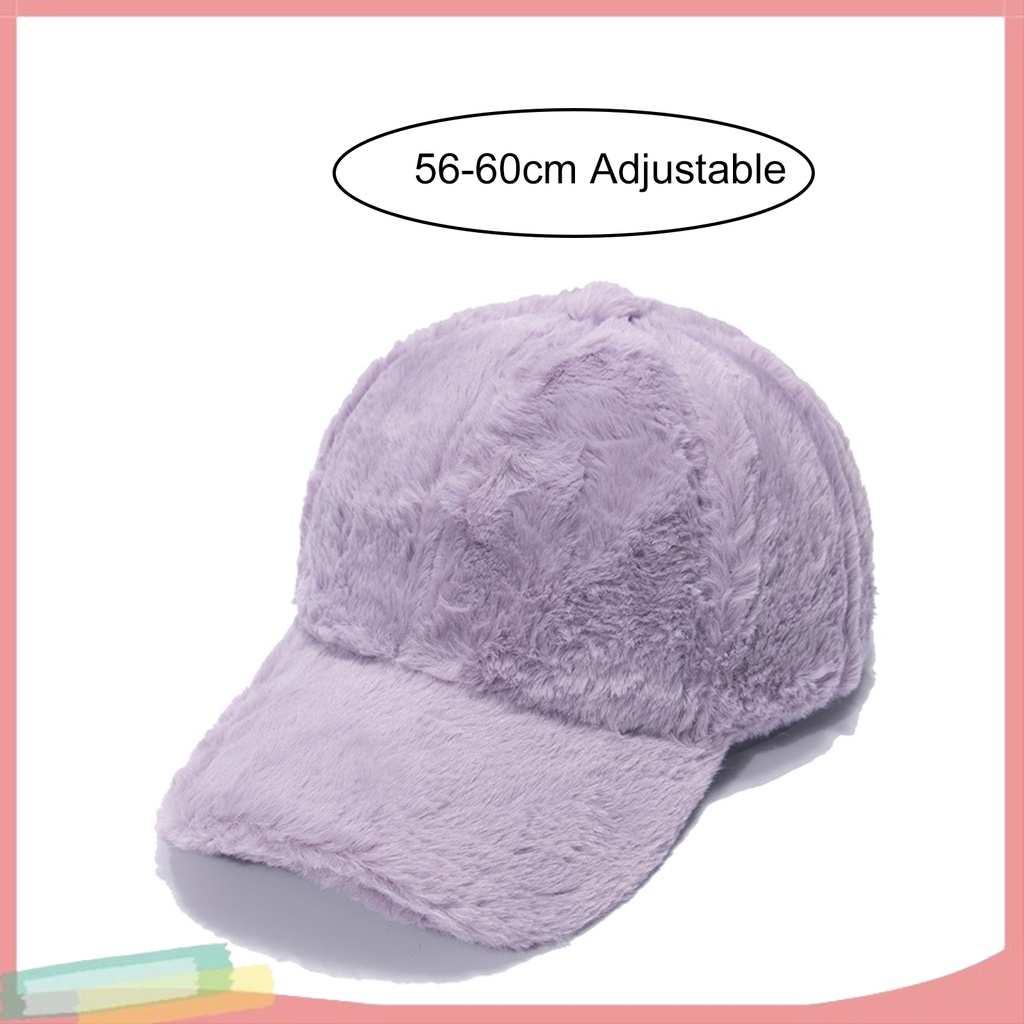 Mũ lưỡi trai lông giả màu trơn thời trang cho nam nữ