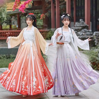 Bộ Hán Phục Gồm Áo Choàng Dài Và Chân Váy Dài Xinh Xắn