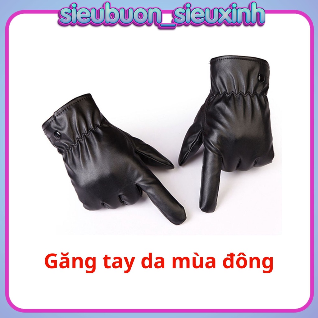 Găng tay da nam nữ mùa đông bao tay giữ ấm lót nỉ bên trong đi xe máy du lịch chống lạnh thiết kế cao cấp chống nước